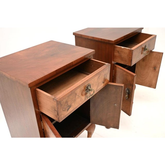 Vintage Burr Walnut Bedside Cabinets, 1930, Set of 2 For Sale - Image 10 of 11