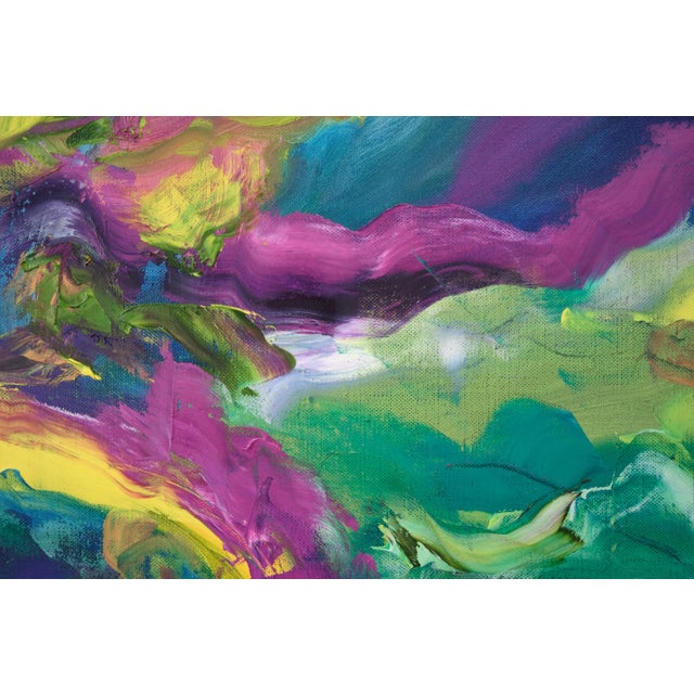 Purple "Making Body Sculptures on the Field" Large Abstract Oil Painting by Simon Findlay For Sale - Image 8 of 11