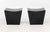 Pair of Modern Black Lacquered Ottomans, with black leather inset top. 17.75" H x 21.75" W x 17.5" D. Provenance: From a...