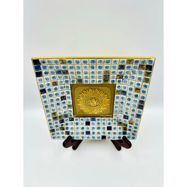 Mid 20th Century Georges Briard Regalia Mid-Century Mosaic Tile & Glass Tray For Sale - Image 5 of 10