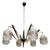 Suspension Chandelier with Opaline Glass Diffusers attributed to Stilnovo, 1950s For Sale