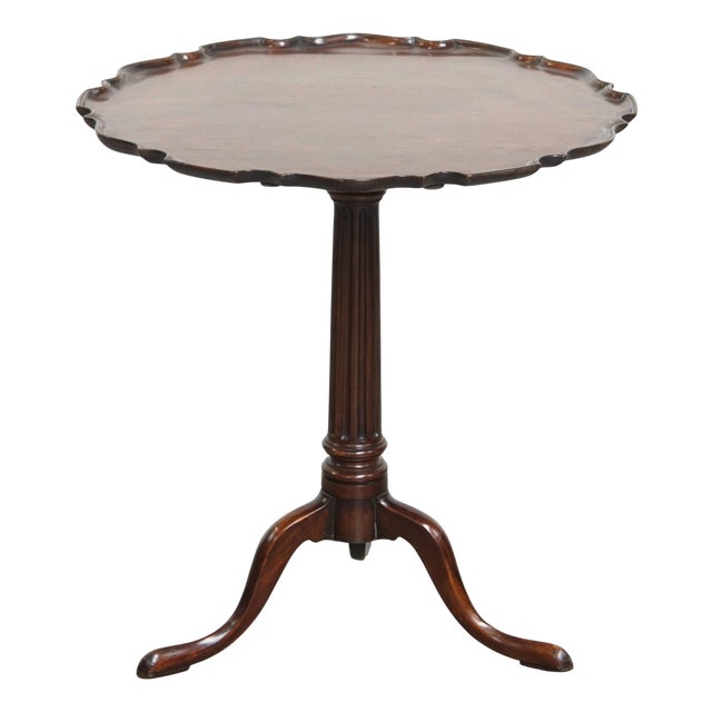 English Wine Table with Ornate One-Piece Top For Sale