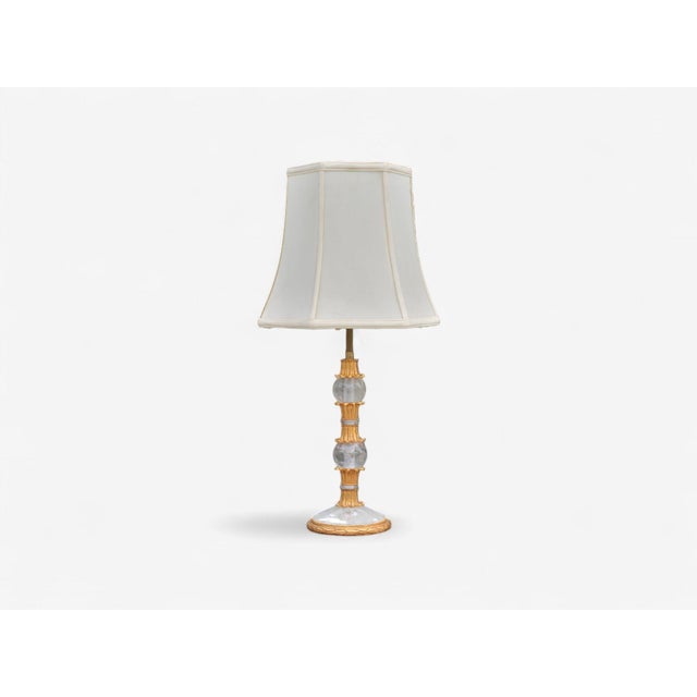 Hollywood Regency Style, Gilt Metal, Rock Crystal, Table Lamps, France, 1940s Pair of gilt metal and rock crystal Baguès...