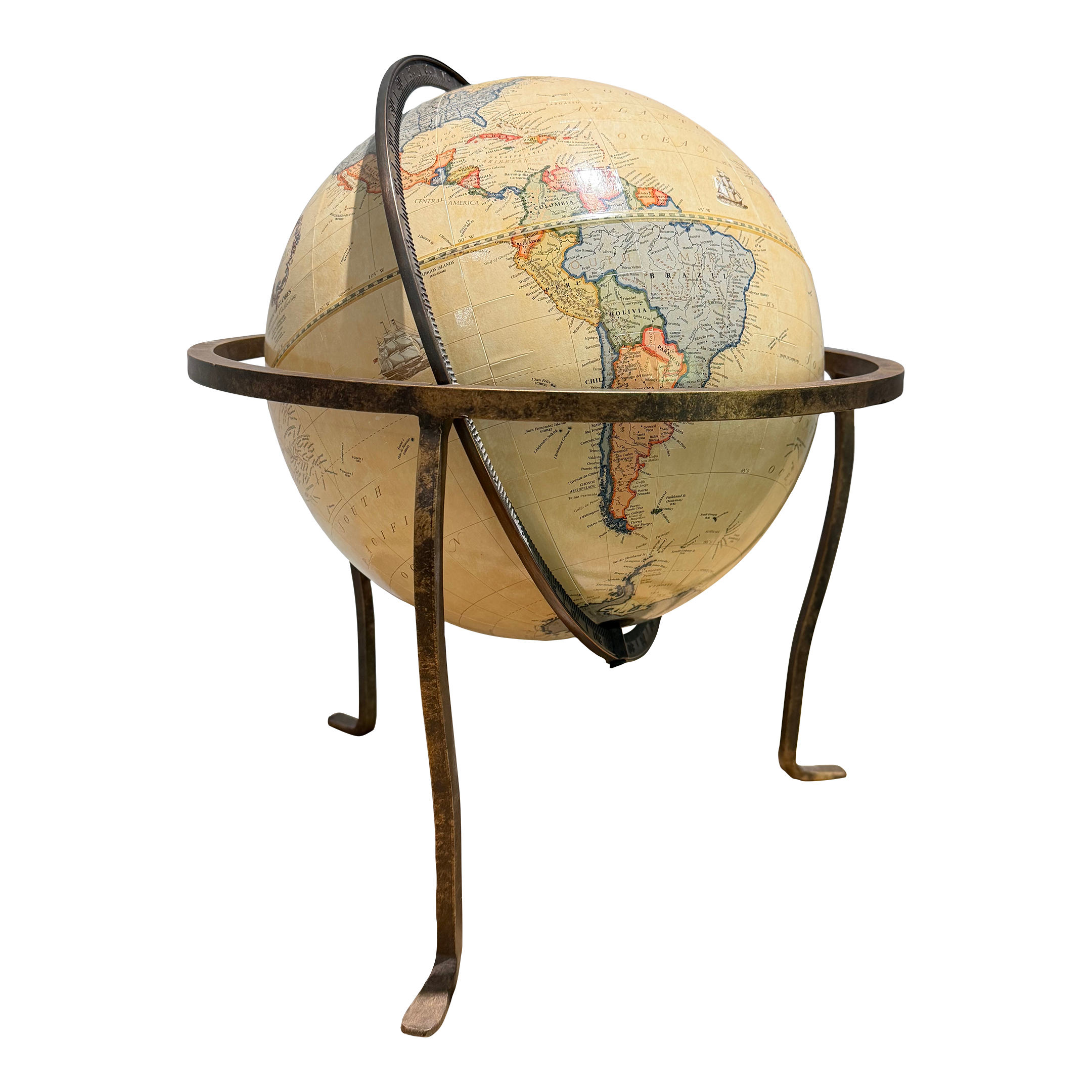Eureka Masterpiece Collection Vintage World Globe on Iron Stand by