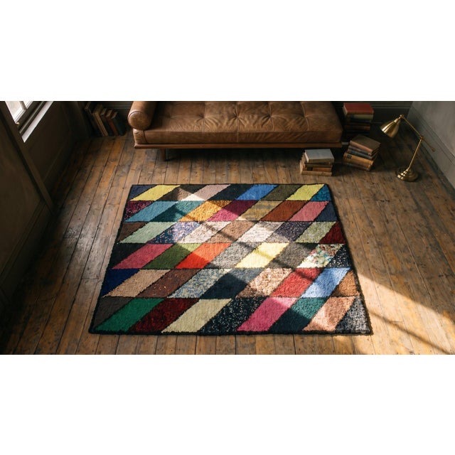 Brown Superb Light and Vibrant Color With Symmetrical Design Vintage American Hooked Rug For Sale - Image 8 of 9