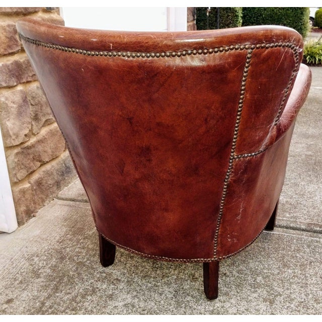Animal Skin Academic Charm & Unmatched Craftsmanship With the Iconic Professor's Leather Chair From Restoration Hardware. For Sale - Image 7 of 12