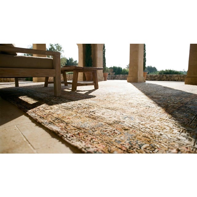 Authentic Antique Persian Bibikabad Rug in a Ivory Background With Medallion Design For Sale - Image 9 of 10