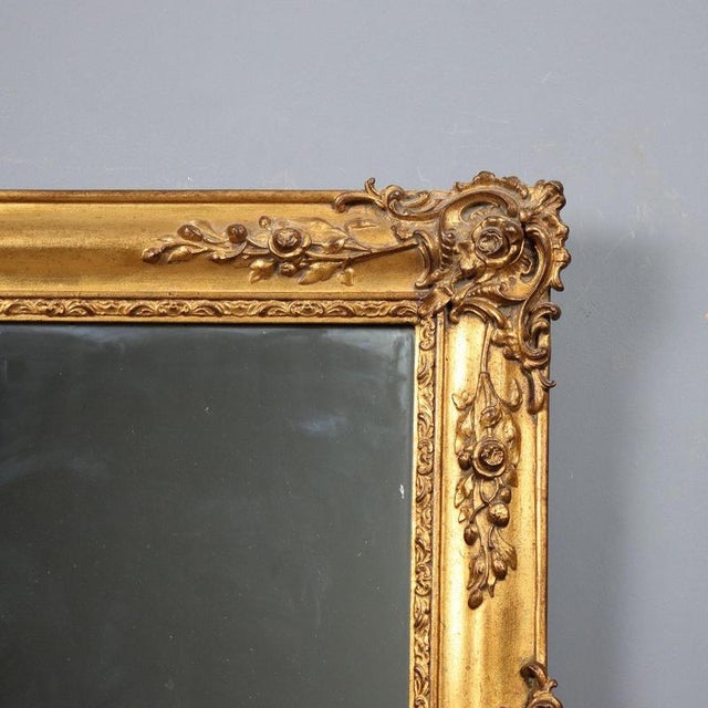 Mirror with Carved and Gilded Wooden Frame and Panel For Sale - Image 4 of 11