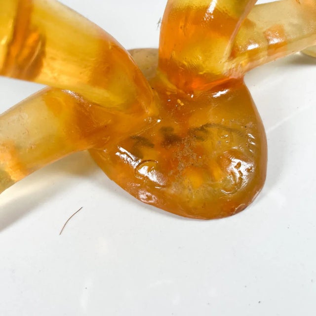 Plastic 1970s Sculptural Design Modern Amber Single Candle Holder Signed For Sale - Image 7 of 10