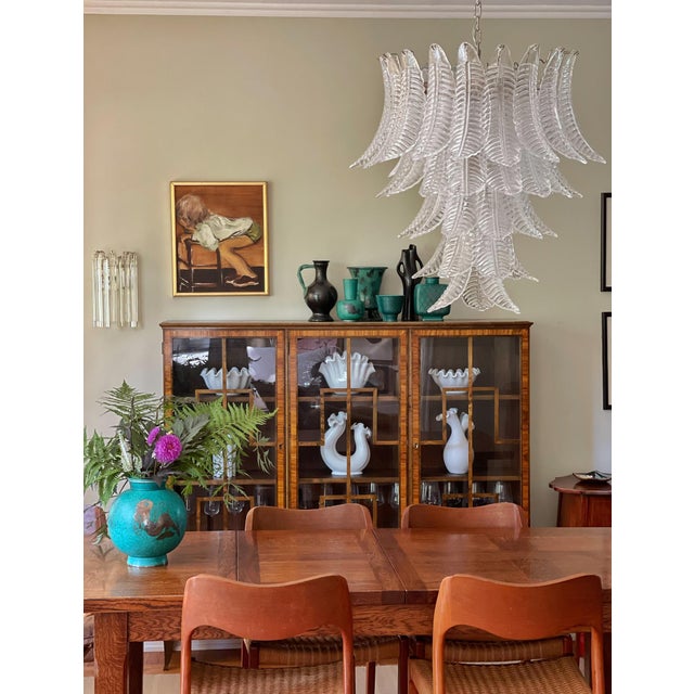 White Murano Glass Feather Chandelier For Sale - Image 8 of 8