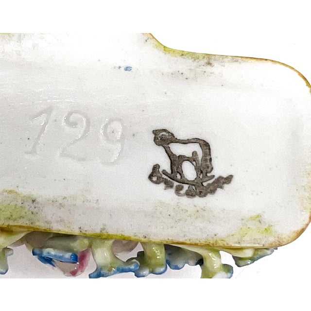 Antique European Dresden Hand-Decorated Floral Porcelain Place Card Holders, Set of 7 – Flower, Romantic / Victorian Revival For Sale - Image 9 of 18