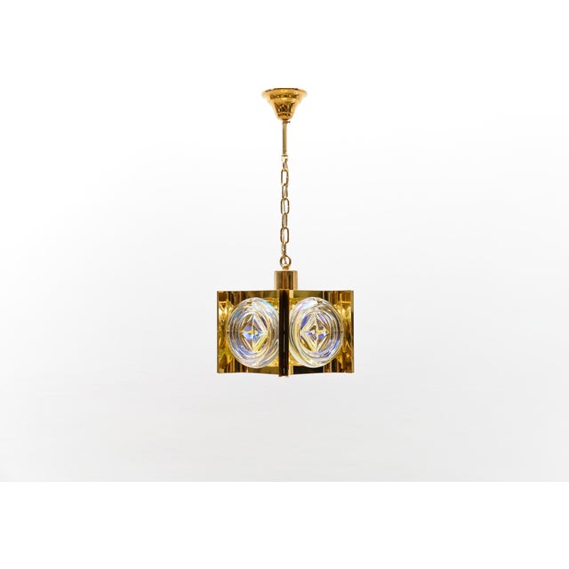 Lovely ceiling lamp with iridescent glass, 1960s, Germany The lowest possible height is 30 cm, and it is continuously...