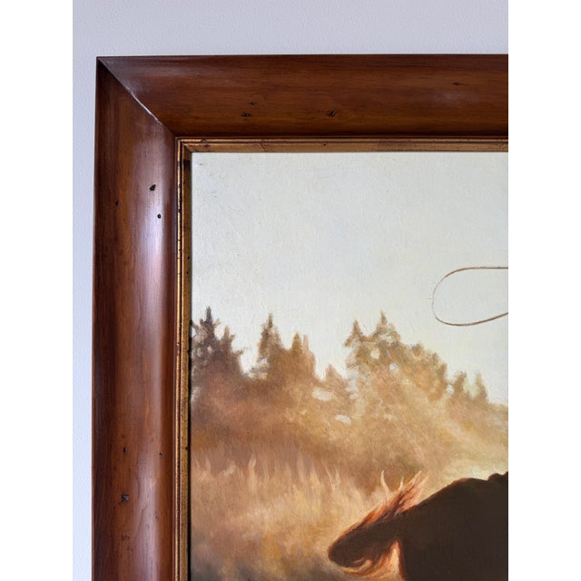 Vintage Kenneth Rustic Western Cowboy Oil on Canvas Painting – Framed For Sale - Image 10 of 15