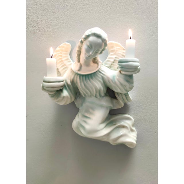 Wall Mounted White Glazed Ceramic Cherub Candleholder by Goldscheider, Austria, 1930s For Sale - Image 10 of 10