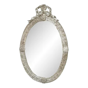 19th Century Continental Neoclassical Silver on Copper Ribbon Mirror
