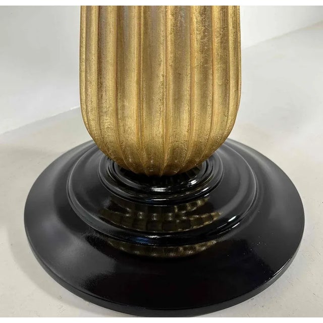 Paper Italian Art Deco Style Parchment, Black Lacquer and Gold Leaf Coffee Table, 1980s For Sale - Image 7 of 8