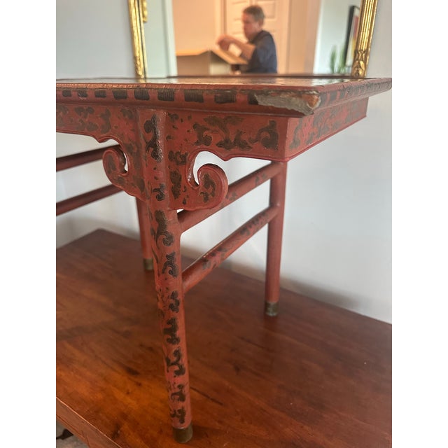 Red Chinese Red Lacquer Side Table, Drinks Table, 19th C. For Sale - Image 8 of 11