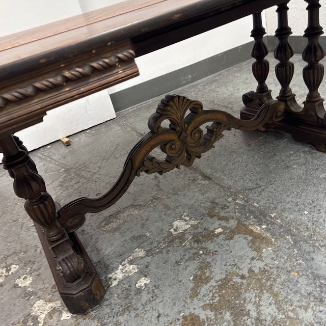 Renaissance Revival Style Draw-Leaf Parquetry Top Table, Vintage For Sale - Image 12 of 12