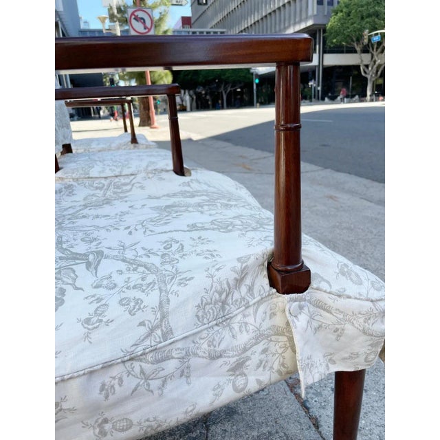 1970s White Muslin Arm & Side Dining Chairs - Set of 6 For Sale In Los Angeles - Image 6 of 13
