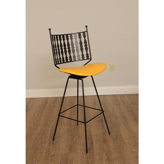 ShaverHoward Mid Century Modern Black Wrought Iron Swivel Bar Stools