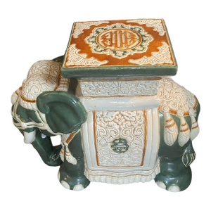 1960s Hollywood Regency Chinoiserie Elephant Side Table Garden Stool
