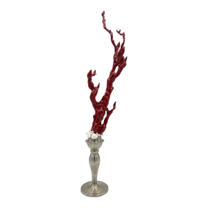 Vintage Baroque Style Curiosity Cabinet Custom Faux Red Coral Specimen on the Metal Base