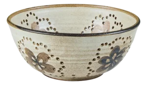 Studio Pottery Colander with Floral Motif