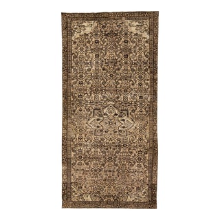 1960s Vintage Persian Distressed Handmade Tribal Beige Wool Rug For Sale