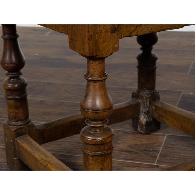 19th Century English 19th Century Walnut Side Table with Drawer and Turned Baluster Legs For Sale - Image 5 of 12