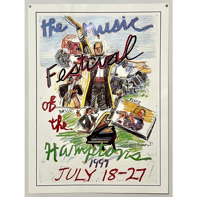Pop Art Larry Rivers, Vintage Pop Art 1997 Offset Lithograph Larry Rivers Music Poster Hamptons NY, 1997 For Sale - Image 3 of 8