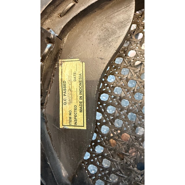 Late 20th Century Neoclassical Regency Style Ebonized & Gilt Cane Seat Dining Chairs, Set of 4 (1 Arm, 3 Side) For Sale - Image 12 of 12