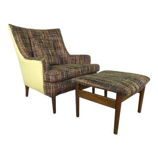 Lawrence Peaboby for Richardson / Nemschoff 1960s Mid Century Modern Scandinavian High Back Lounge Chair Model 9203 and Ottoman For Sale