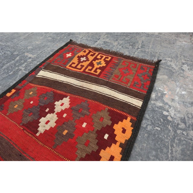 1980s Vintage Afghan Flat Weave Runner Rug For Sale - Image 5 of 7