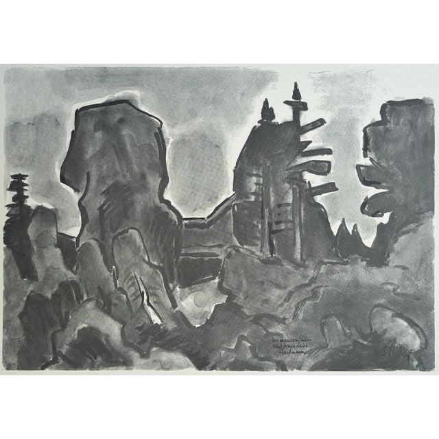 Karl schmidt-rottluff (1884-1976) "in memoriam karl amadeus hartmann" original lithograph from the portfolio "epitaph for...