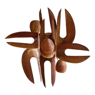 Late 20th Century Mid-Century Rusted Steel Wall Sculpture For Sale