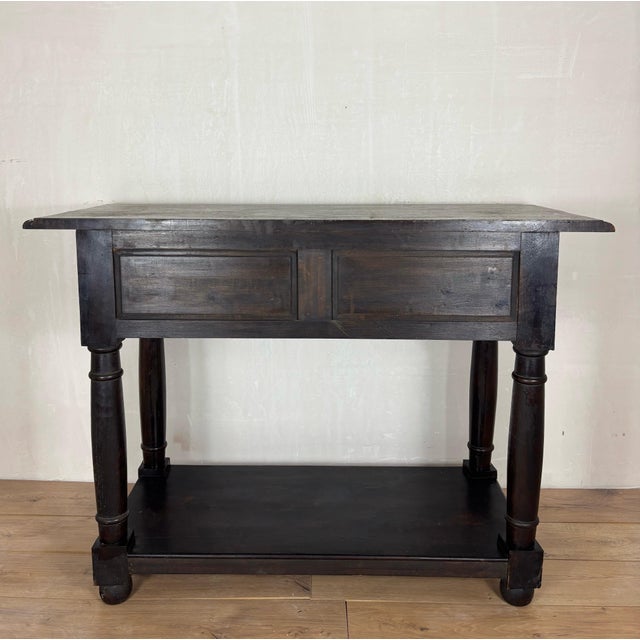 19th Century Spanish Carved Oak Console Table with Two Drawers For Sale - Image 9 of 9