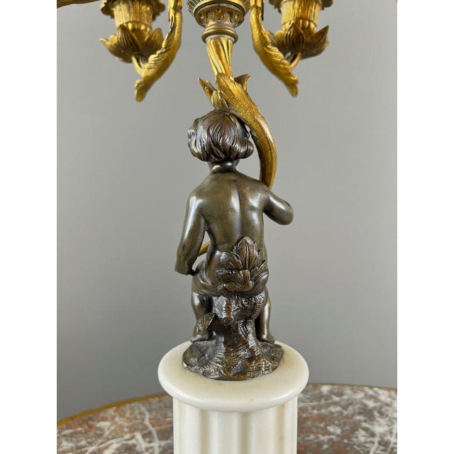 Napoleon III Bronze and Marble Candelabra, Set of 2 For Sale - Image 10 of 13