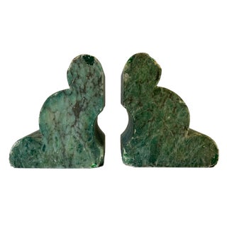 Vintage Green Marble Bookends - a Pair For Sale