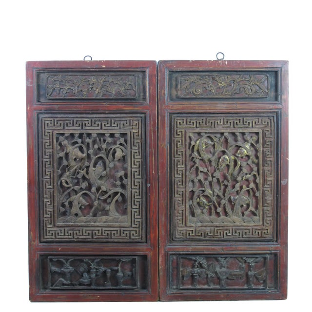 1922 Hand Carved Chinese Wall Hanging Panels - a Pair For Sale - Image 10 of 10