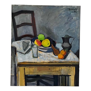 Mid-Century Italian Signed Still Life Painting on Board For Sale