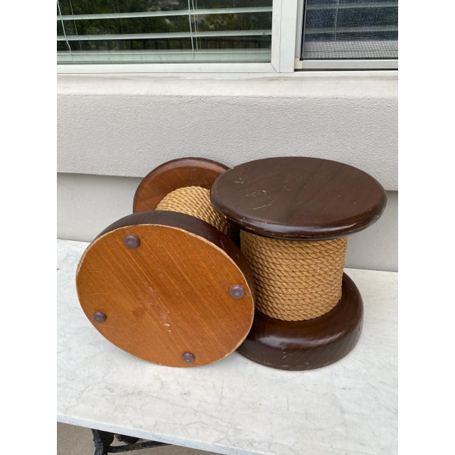Rope & Wood Stool Adrien Audoux and Frida Minet Circa 1960 - a Pair For Sale In Austin - Image 6 of 6