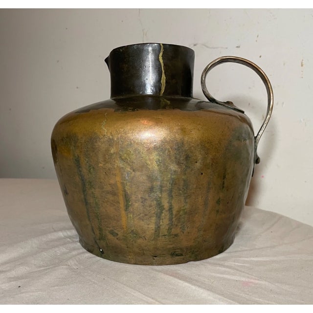 Metal Rare Antique 19th Century Handmade Hammered Dovetailed Thick Copper Jug Pot For Sale - Image 7 of 14