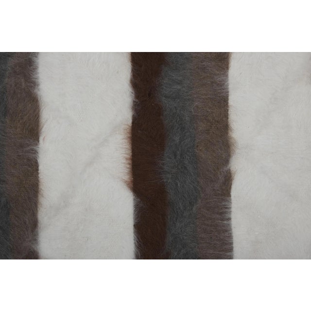 Striped Turkish Siirt Blanket - Shagy Carpet For Sale - Image 9 of 13