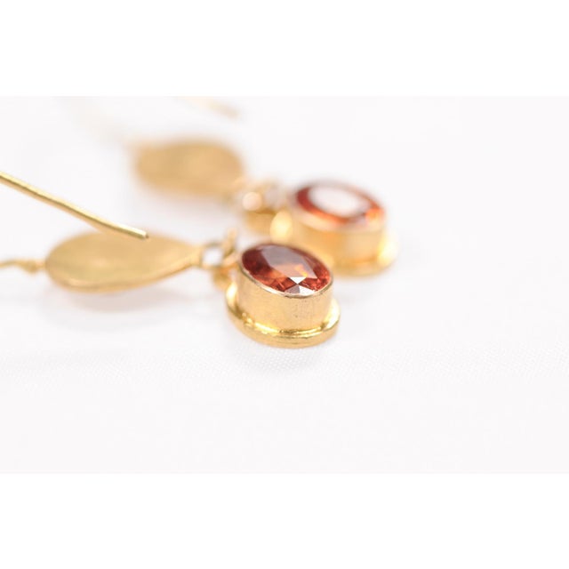 Pair of 22k Gold Garnet Earrings, A Pair For Sale - Image 10 of 12