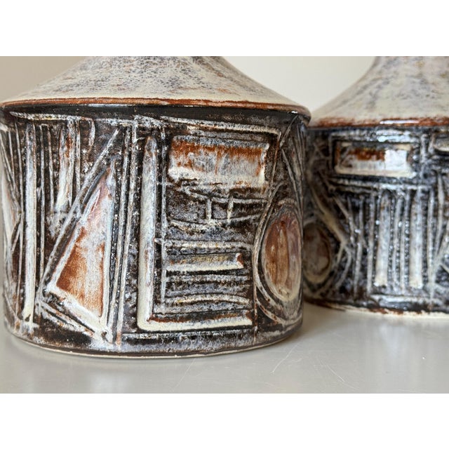 Vintage Stoneware Table Lamps by Jette Hellerøe for Axella, 1960s, Set of 2 For Sale - Image 4 of 9