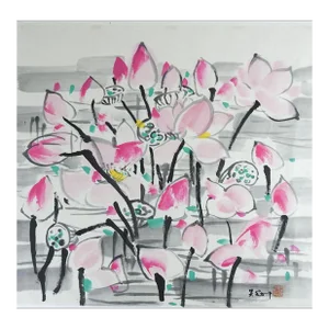 Water Lotus Blossom Painting in the Style of Wu Guanzhong