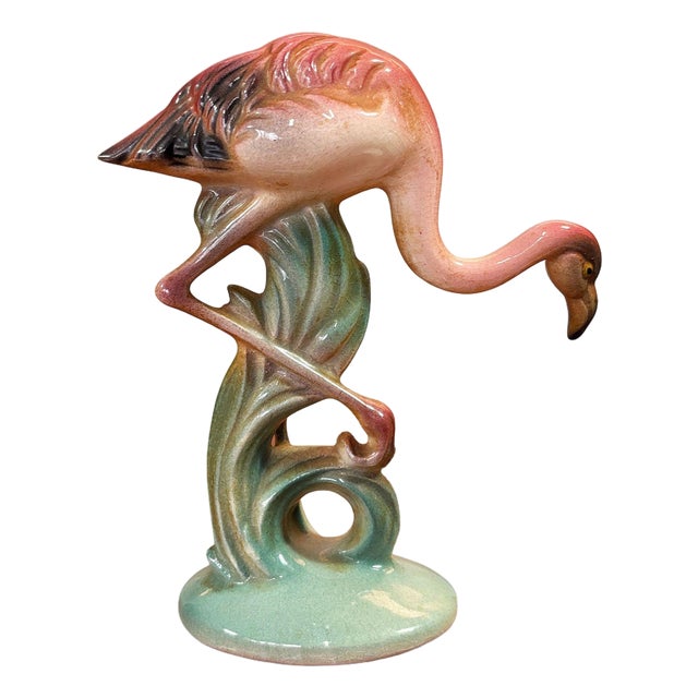 Mid 20th Century "Hunting" Pink Flamingo Ceramic Tabletop Sculpture Brad Keeler For Sale