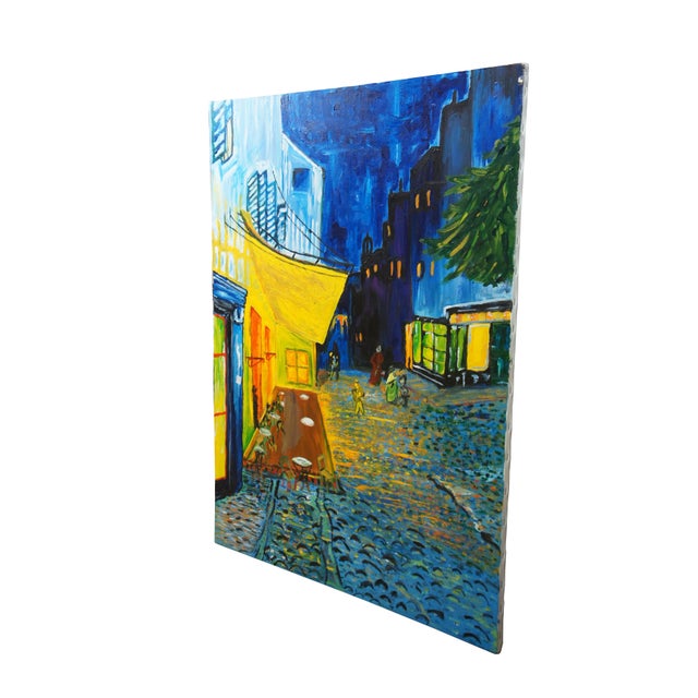 Impressionist Mid 20th Century Cafe Terrace at Night Impressionist Oil Painting After Vincent Van Gogh 40", Framed For Sale - Image 3 of 10