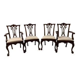 1980s Lexington Furniture Chippendale Ball and Claw Foot Dining Chairs, Set of 4 Side Chairs For Sale