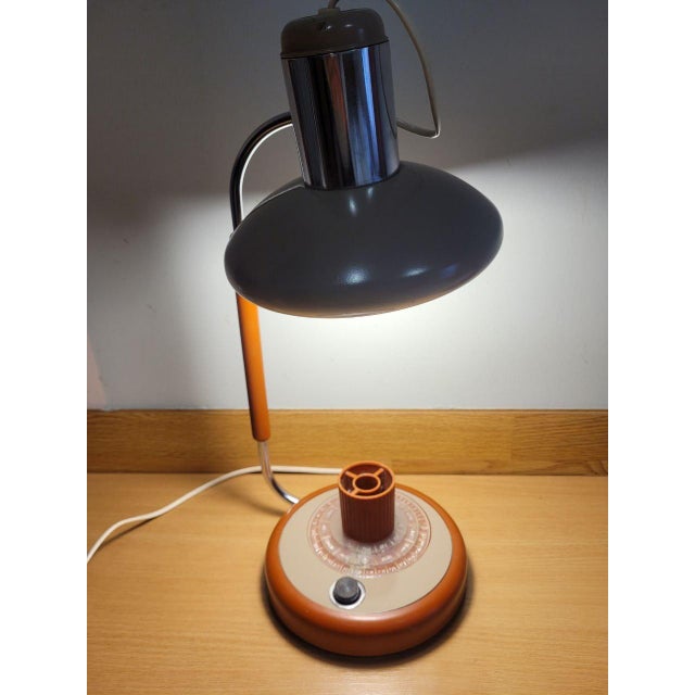 Industrial Soviet Table Lamp with Calendar and Pen Holder, 1970s For Sale - Image 3 of 9